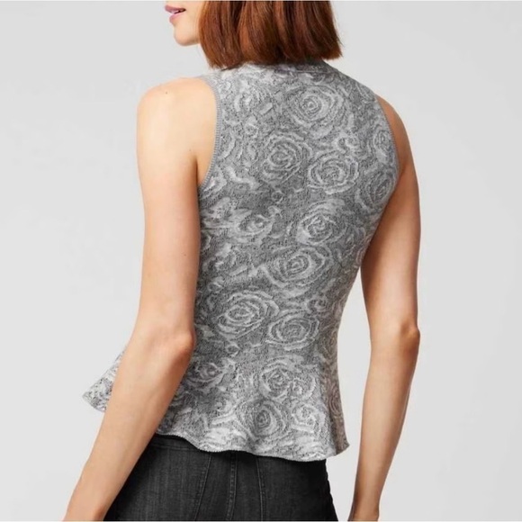 White House Black Market Sleeveless Rose Jacquard Peplum Top - Picture 3 of 9